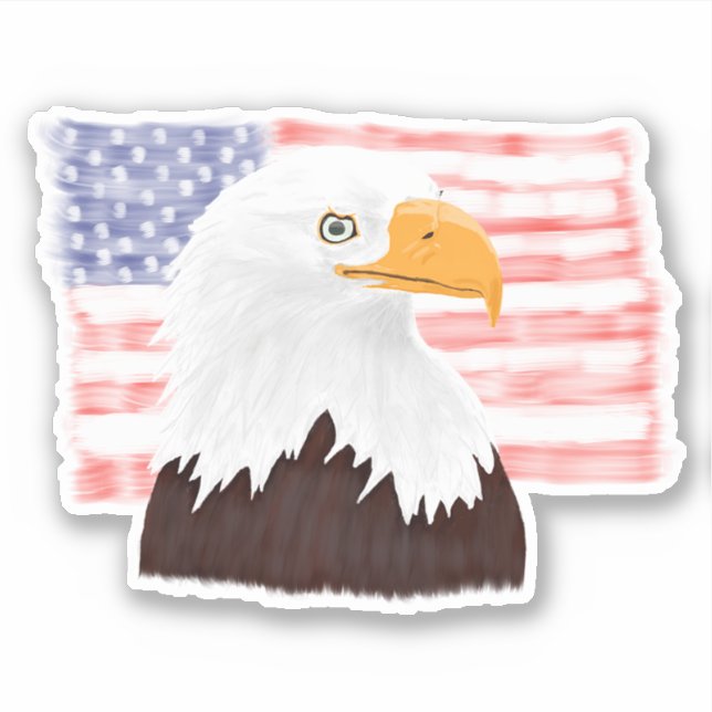 American Bald Adler und Flag - transparent. Aufkleber (Vorderseite)