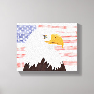 American Bald Adler und Flag - transparent weiß.  Leinwanddruck