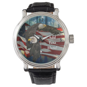 American Bald Eagle American Flag Armbanduhr