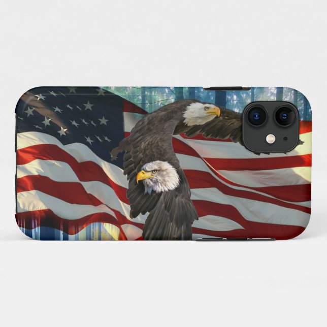 American Bald Eagle American Flag Case-Mate iPhone Hülle (Rückseite (Horizontal))