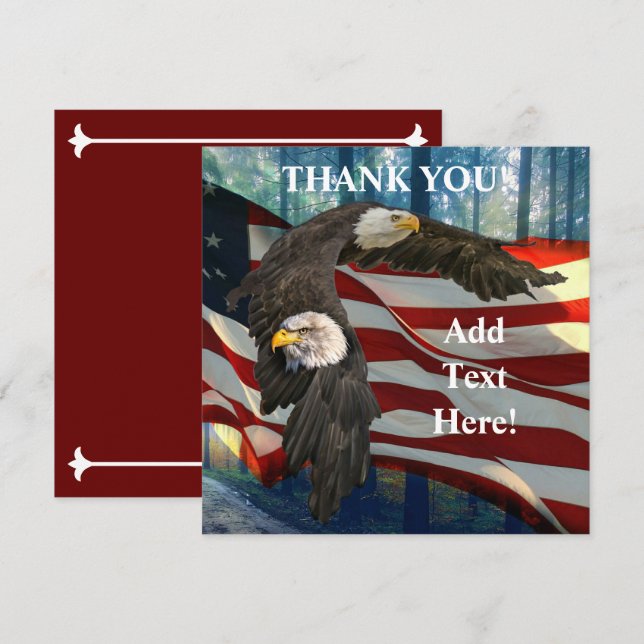 American Bald Eagle American Flag Dankeskarte (Vorne/Hinten)