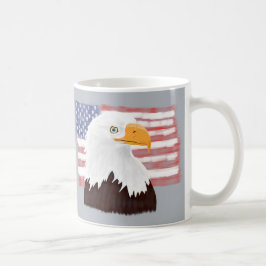 American Bald Eagle and Flag - transparent auf gra Kaffeetasse