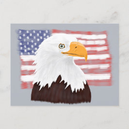 American Bald Eagle and Flag - transparent auf gra Postkarte