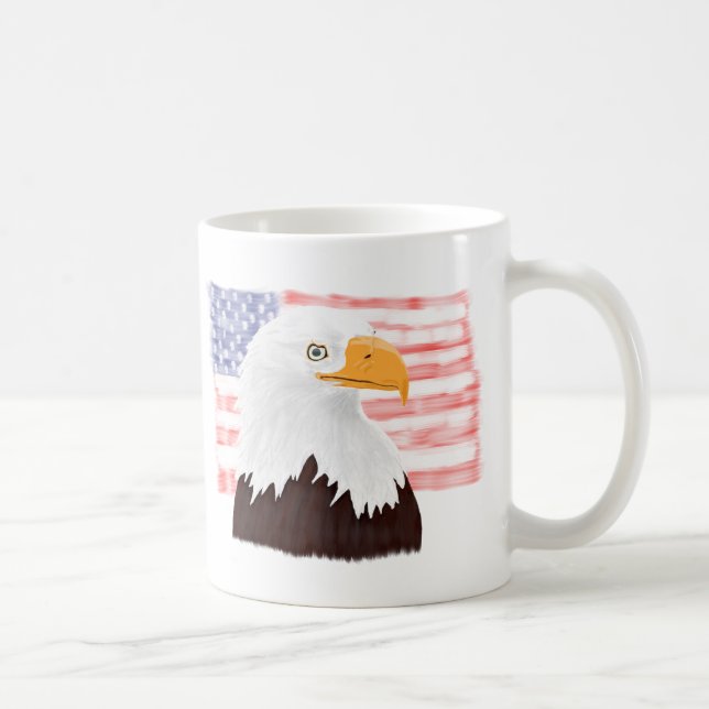 American Bald Eagle and Flag - Transparent White. Kaffeetasse (Rechts)