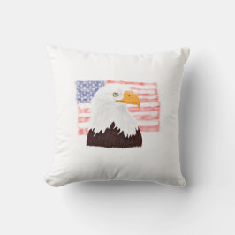 American Bald Eagle and Flag - Transparent White. Kissen
