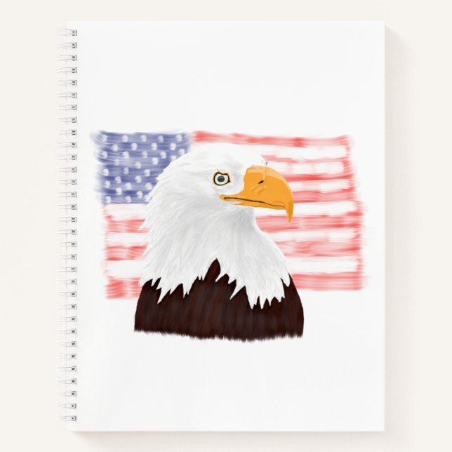 American Bald Eagle and Flag - Transparent White. Notizbuch (Vorderseite)