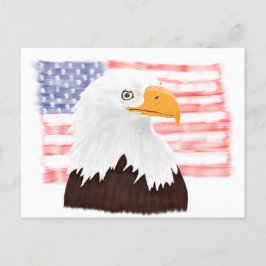 American Bald Eagle and Flag - Transparent White. Postkarte