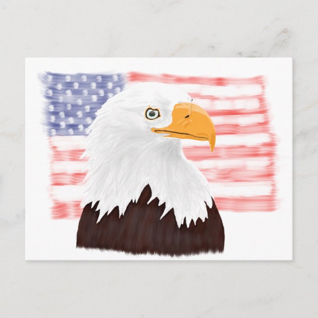 American Bald Eagle and Flag - Transparent White. Postkarte (Vorderseite)