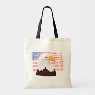 American Bald Eagle and Flag - Transparent White. Tragetasche