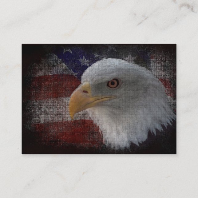 American Bald Eagle auf der Flagge Visitenkarte (Vorderseite)