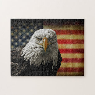 American Bald Eagle auf Grunge Flag