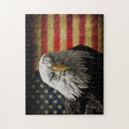American Bald Eagle auf Grunge Flag