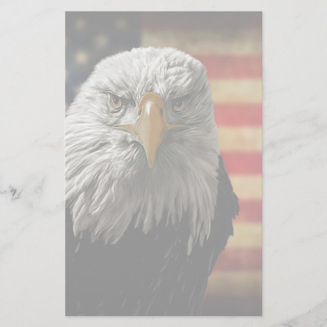 American Bald Eagle auf Grunge Flag Briefpapier (Vorderseite)