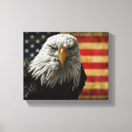 American Bald Eagle auf Grunge Flag Leinwanddruck