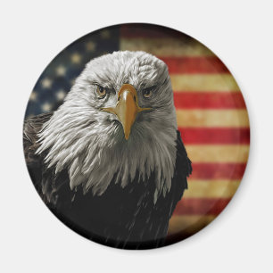 American Bald Eagle auf Grunge Flag Magnet