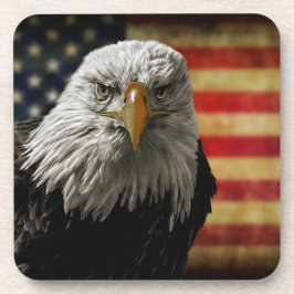American Bald Eagle auf Grunge Flag Untersetzer