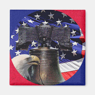 American Bald Eagle, Bell und Flag Magnet