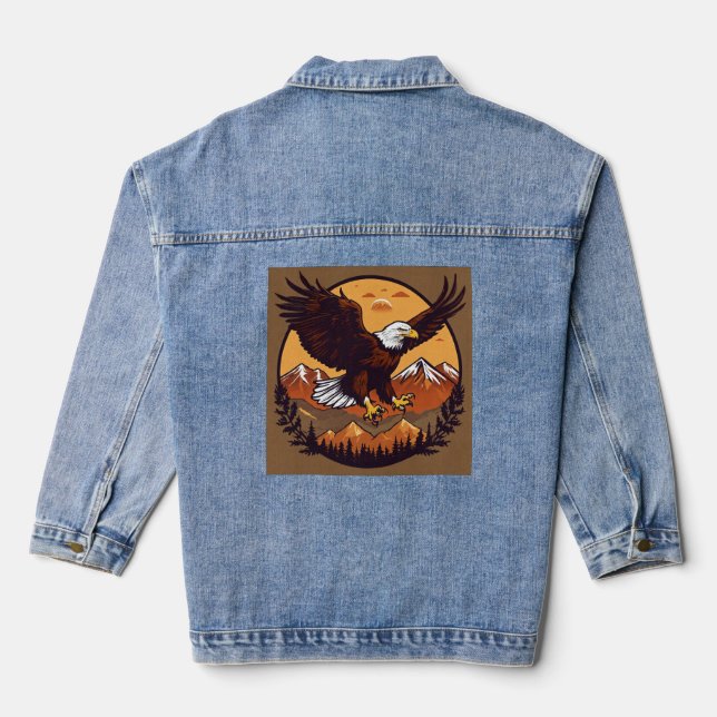American Bald Eagle Denim Design de veste pour fem (Verso)
