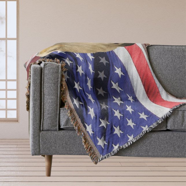 American Bald Eagle et Drapeau Jetez la couverture (American Bald Eagle and Flag Throw Blanket)