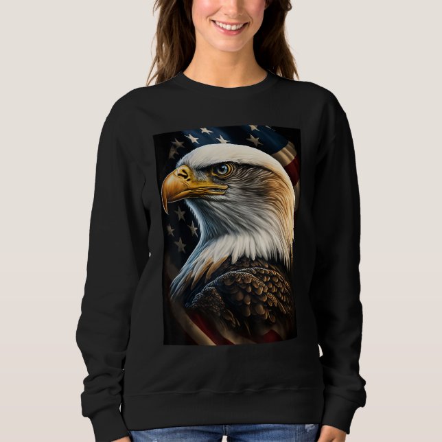 American Bald Eagle Eyes Flag Country Sweatshirt (Vorderseite)