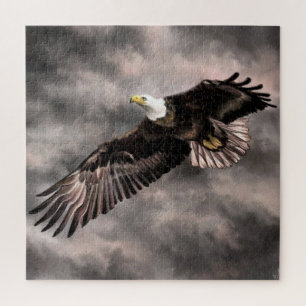 American Bald Eagle Flying in Sturmwolken Zeichne