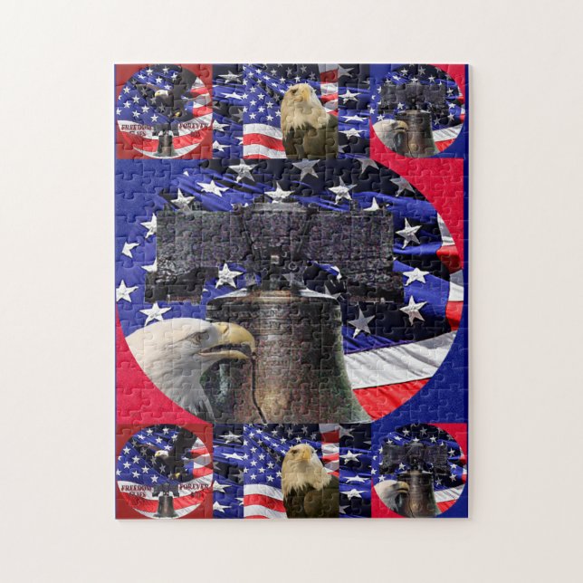 American Bald Eagle, Liberty Bell et Flag Puzzle (Vertical)