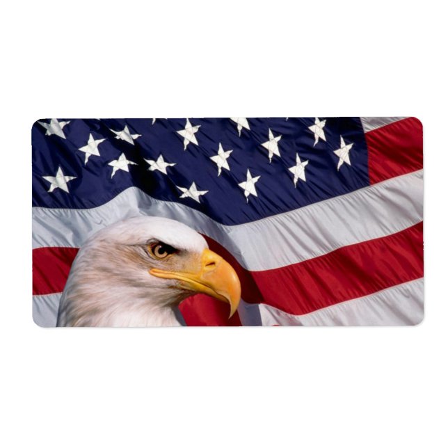American Bald Eagle mit Flag Background Label (Vorne)