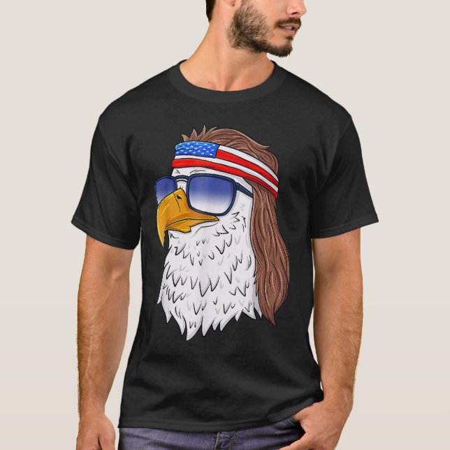 American Bald Eagle Mullet 4. Juli Usa Patriot T-Shirt (Vorderseite)