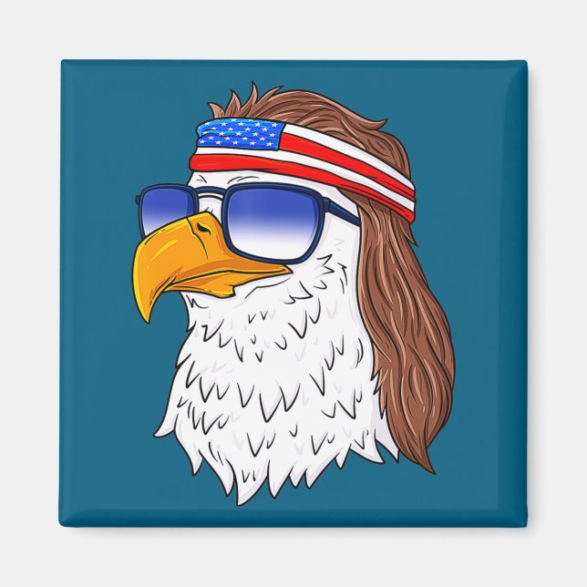 American Bald Eagle Mullet 4th Of July Funny Usa  Magnet (Vorne)