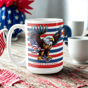 American Bald Eagle Patriotic USA Flag 4. Juli Kaffeetasse