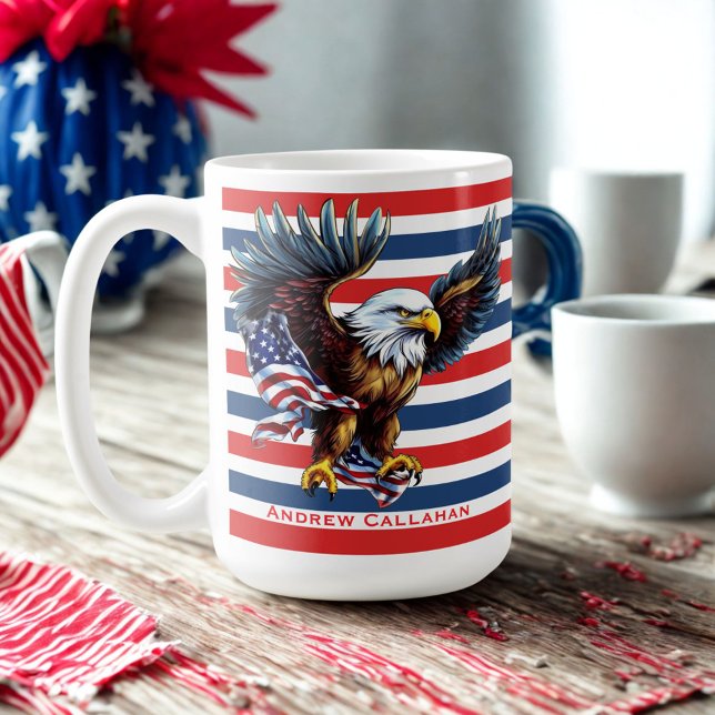 American Bald Eagle Patriotic USA Flag 4. Juli Kaffeetasse (Von Creator hochgeladen)