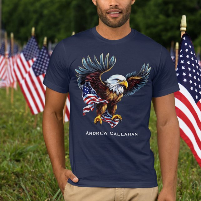 American Bald Eagle Patriotic USA Flag 4. Juli T-Shirt (Von Creator hochgeladen)