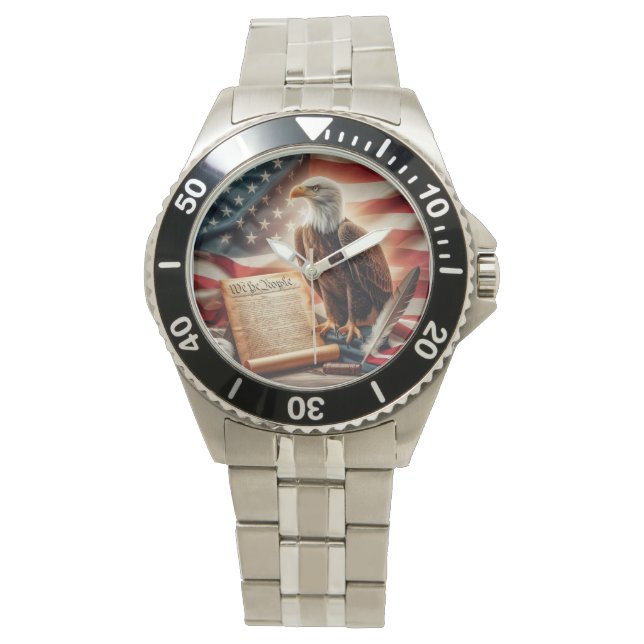 American Bald Eagle Patriotismus Armbanduhr (Vorderseite)