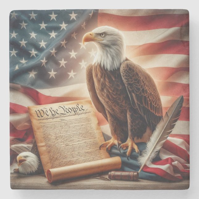 American Bald Eagle Patriotismus Steinuntersetzer (Vorderseite)