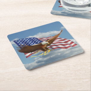 American Bald Eagle Rechteckiger Pappuntersetzer
