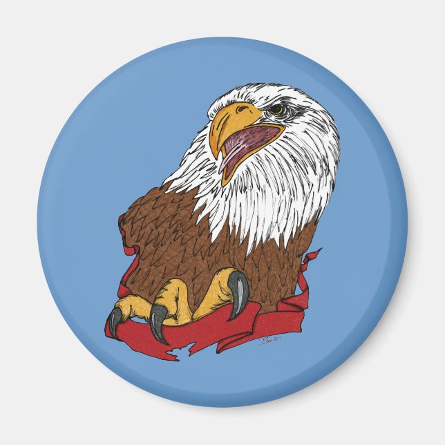 American Bald Eagle Ribbon Classic Bird Tattoo Magnet (Vorne)