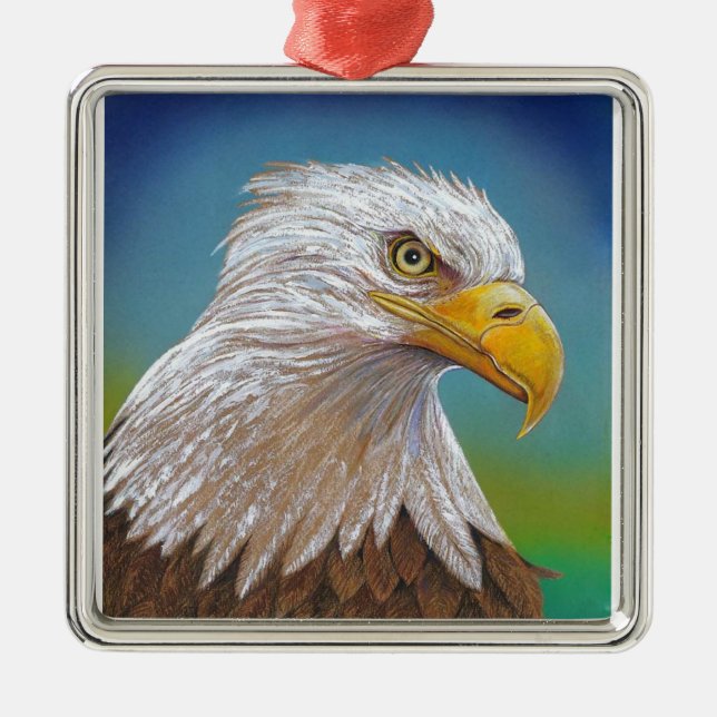 American Bald Eagle Silbernes Ornament (Vorne)