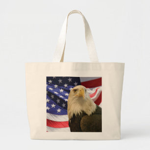 American Bald Eagle und Flag Jumbo Stoffbeutel