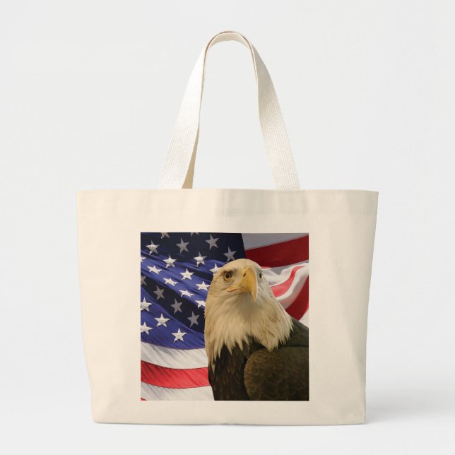 American Bald Eagle und Flag Jumbo Stoffbeutel (Vorne)