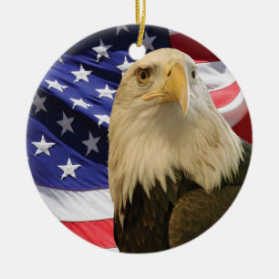American Bald Eagle und Flag Keramikornament
