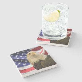 American Bald Eagle und Flag Steinuntersetzer