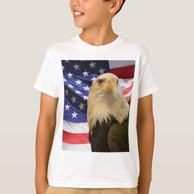 American Bald Eagle und Flag T-Shirt (Vorderseite)