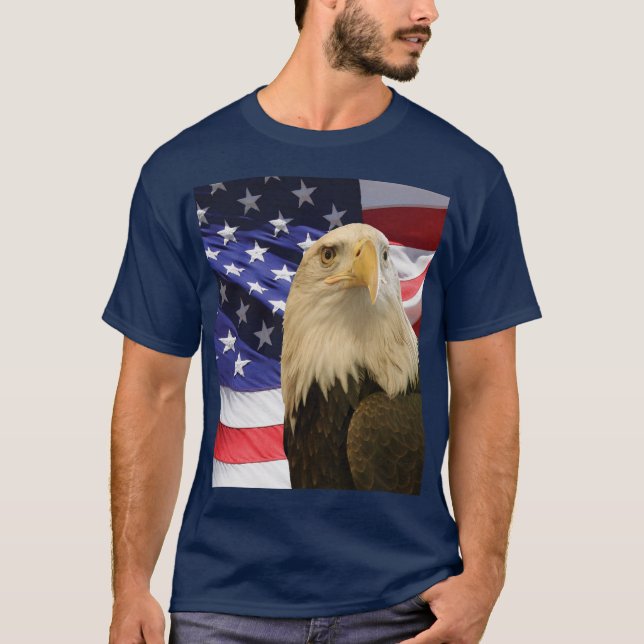 American Bald Eagle und Flag T-Shirt (Vorderseite)