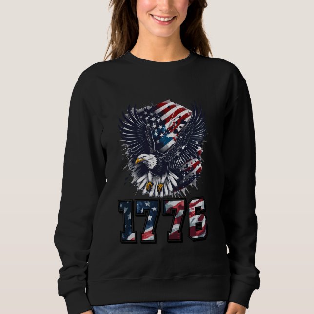 American Bald Eagle US Flag Erklärung von Indepen Sweatshirt (Vorderseite)