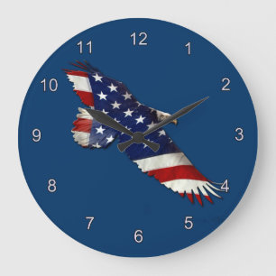 American Bald Eagle & US Flag Horloge d'art patrio