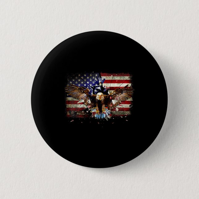 American Bald Eagle Usa Flag Patriotic Eagle 4th O Button (Vorderseite)