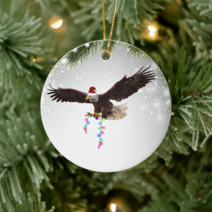 American Bald Eagle USA Weihnachtsmannmütze Wildli Keramik Ornament