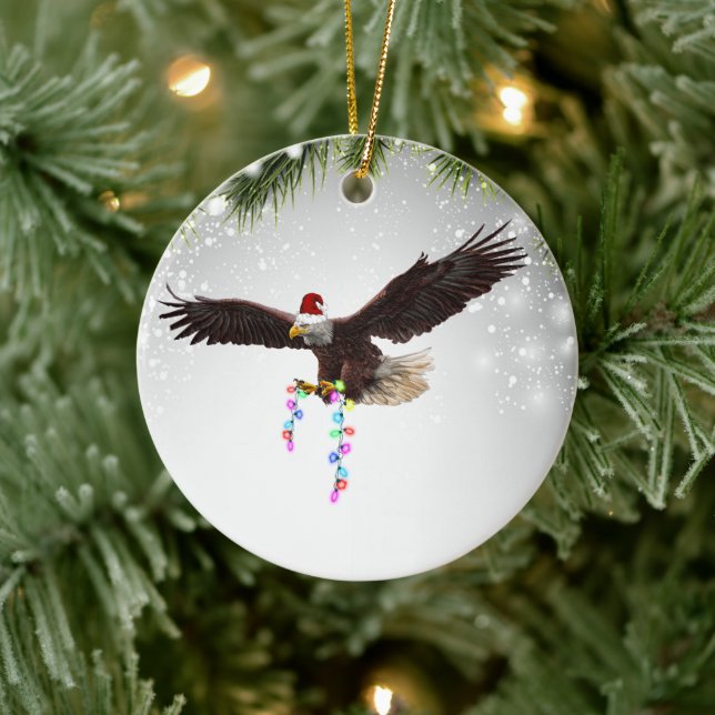 American Bald Eagle USA Weihnachtsmannmütze Wildli Keramik Ornament (Baum)