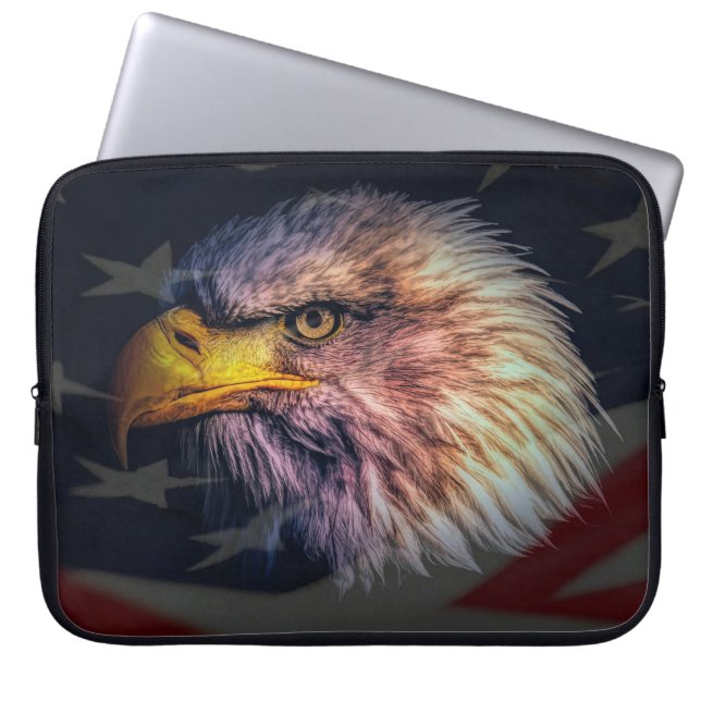 American Bald Eagle With Flag Laptopschutzhülle (Vorderseite)