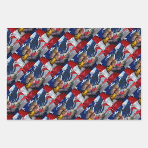 American Bald Eagle Wolf Flag Patriotic Geschenkpapier Set